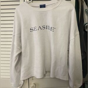 cropped white seaside sweatshirt